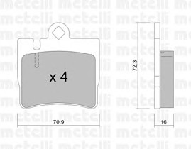 Комплект тормозных колодок, дисковый тормоз METELLI 2205970