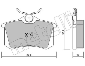 Колодки тормозные дисковые задние, комплект METELLI 2201001