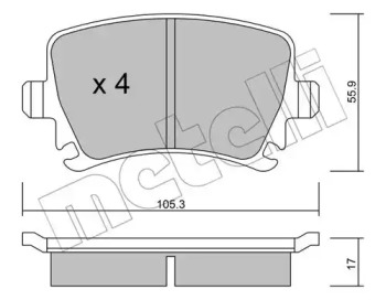 Комплект тормозных колодок, дисковый тормоз METELLI 2205530