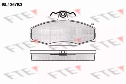 Комплект тормозных колодок, дисковый тормоз FTE BL1367B3