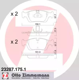 Колодки тормозные дисковые передние, комплект ZIMMERMANN 232871751